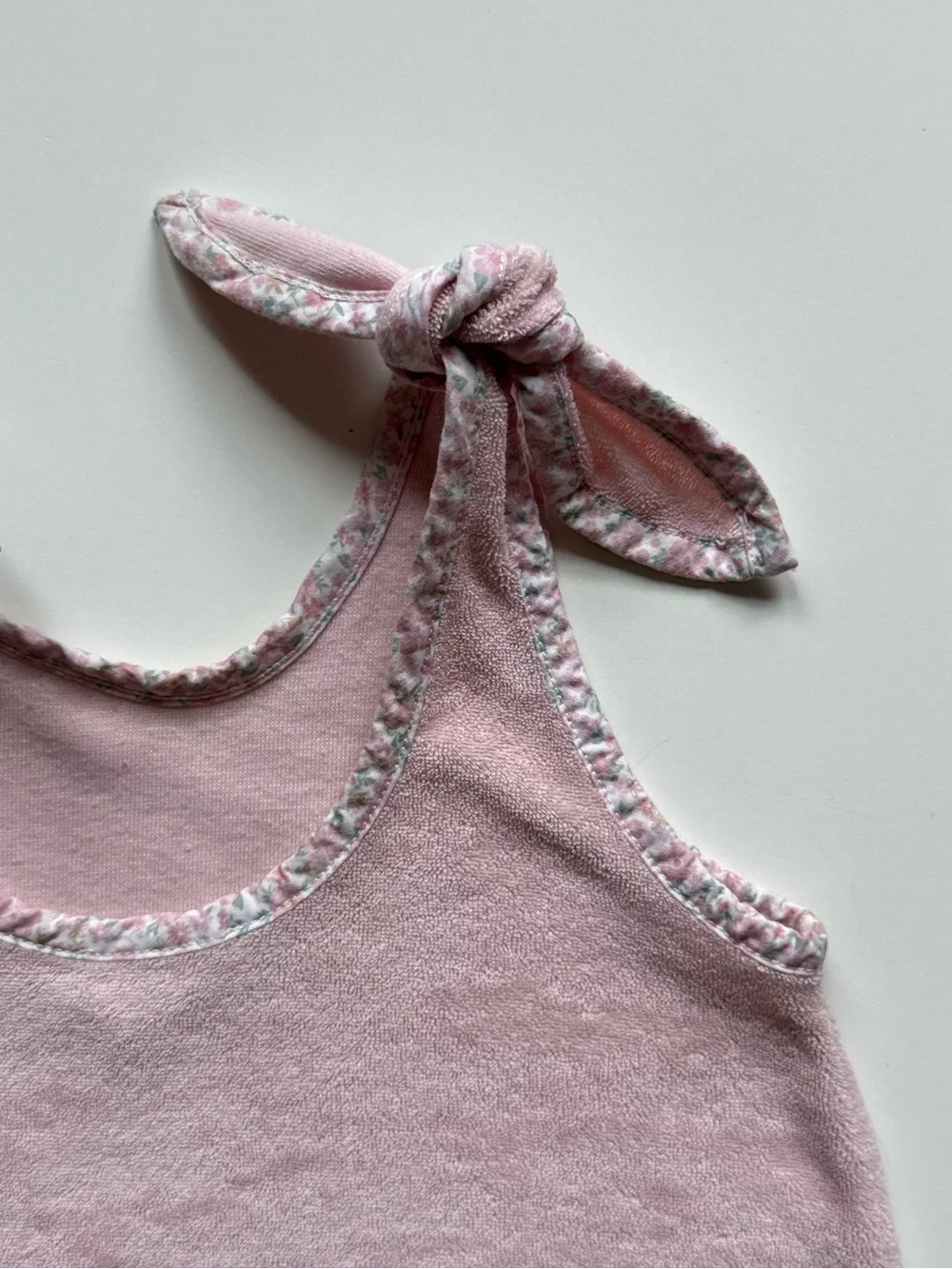 Minnow Girls' French Terry Tie-Knot Pink Tank Top - Size 2T